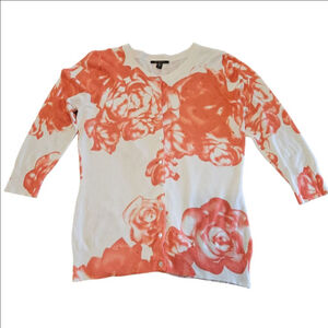 Women's Cyrus Knit Cardigan Size M White and Orange Floral